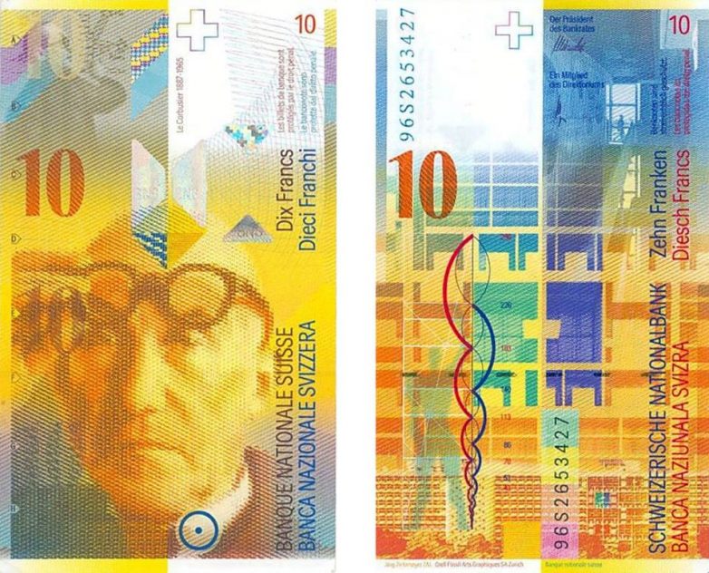 Le Korbizje na aktuelnom švajcarskom franku