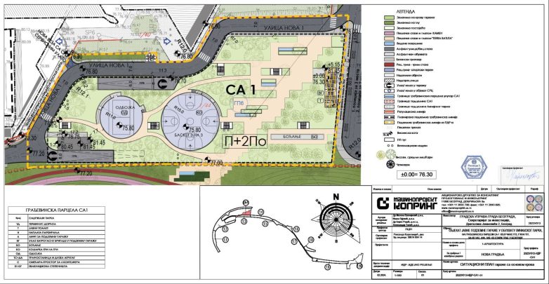 Situacija garaže sa osnovom krova