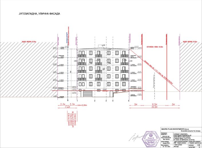 Jugozapadna, ulična fasada